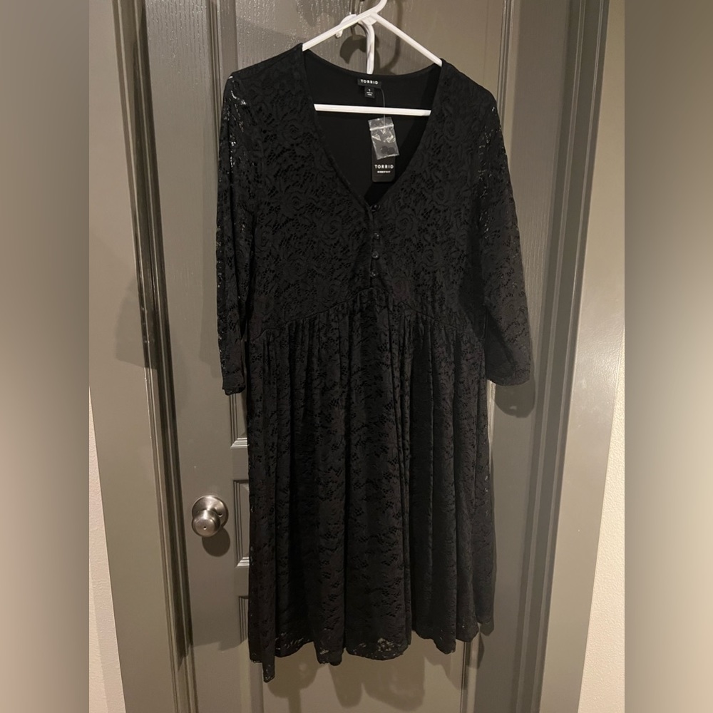 Black lace slater style dress from Torrid